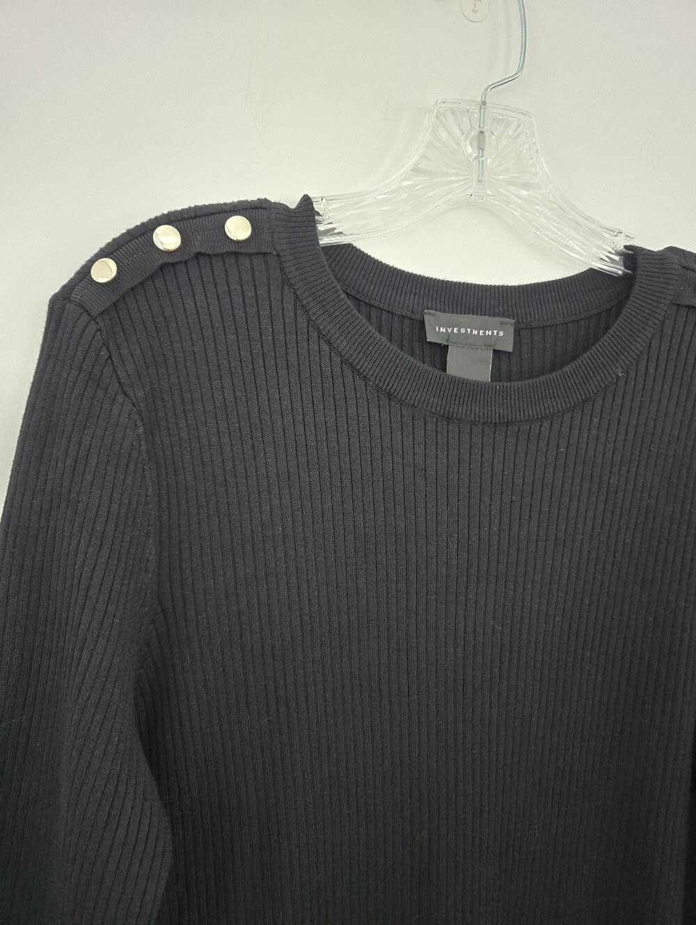 Investments ribbed-knit 3/4 sleeves black sweater. Size XL. New - Picture 2 of 7